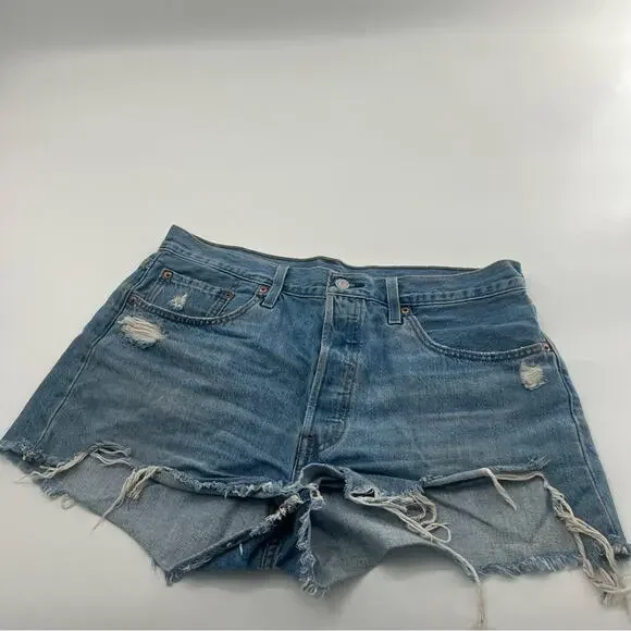 Levi’s 501 Distressed Mini Booty Shorts Jean Denim - Picture 5 of 5